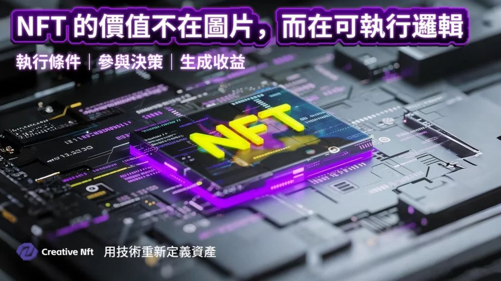 Creative NFT: NFT價值, 可執行邏輯, 執行條件, 參與決策, 生成收益, 區塊鏈資產。